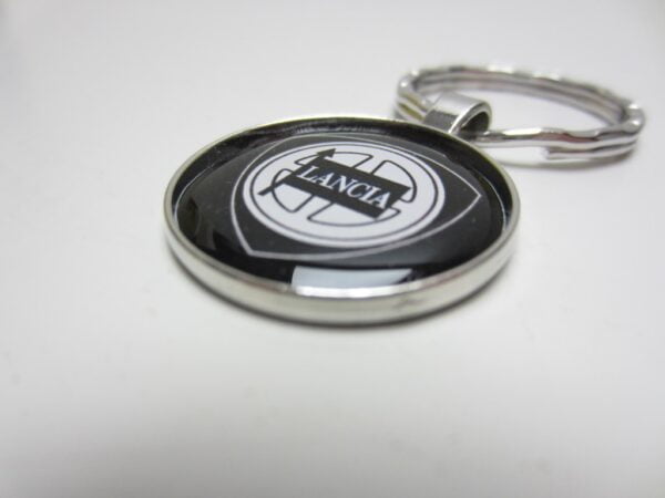 Sleutelhanger Lancia metaal glad rond zwart -NIEUW- - Afbeelding 4