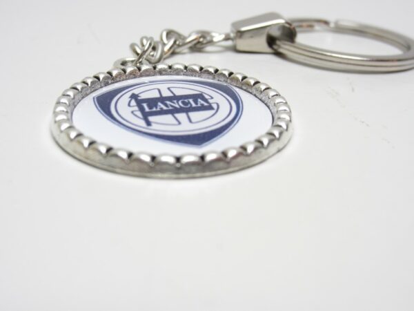 Sleutelhanger Lancia metaal ribbel rond wit -NIEUW- - Afbeelding 2