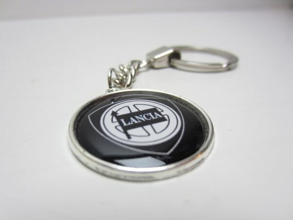 Sleutelhanger Lancia metaal glad mini rond zwart -NIEUW- - Afbeelding 2