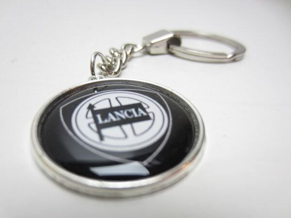 Sleutelhanger Lancia metaal glad mini rond zwart -NIEUW- - Afbeelding 4