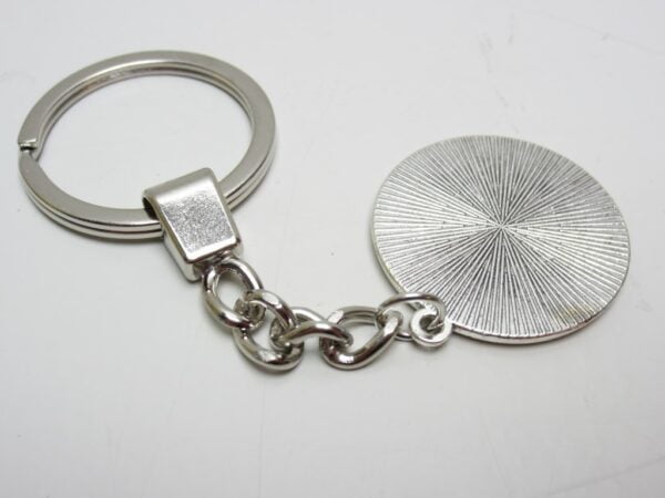 Sleutelhanger Lancia metaal glad mini rond wit -NIEUW- - Afbeelding 2