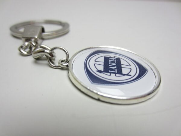 Sleutelhanger Lancia metaal glad mini rond wit -NIEUW- - Afbeelding 3
