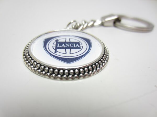 Sleutelhanger Lancia metaal gestipt rond wit -NIEUW- - Afbeelding 2