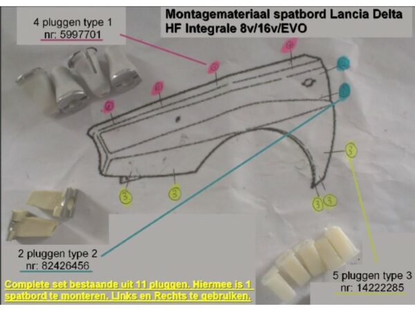 DN0100053 Montage clips spatbord Lancia Delta HF Integrale 816V EVO