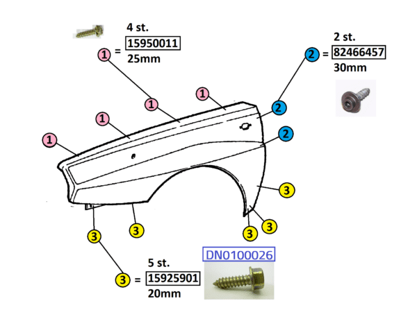 Spatbord montage schroef zeskant 20mm Lancia Delta integrale -NIEUW- - Afbeelding 5