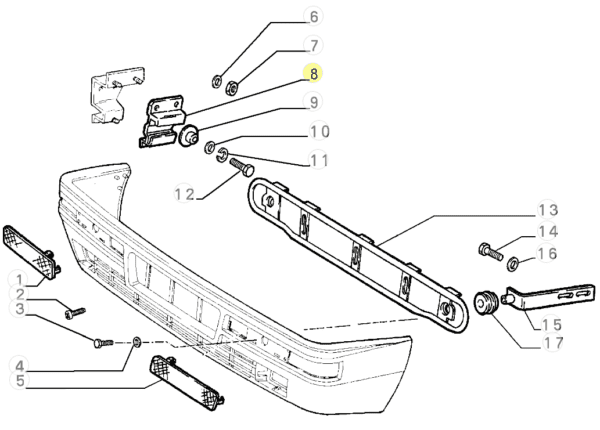 Steun voorbumper Links Lancia Delta Integrale - Afbeelding 7