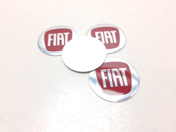 Fiat Metaal zelfklevend naafdeksel logo rood Imitatie set 4 st - Afbeelding 2