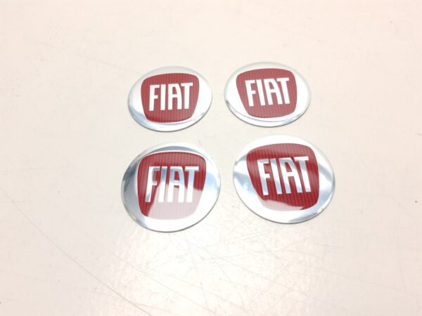 Fiat Metaal zelfklevend naafdeksel logo rood Imitatie set 4 st - Afbeelding 3